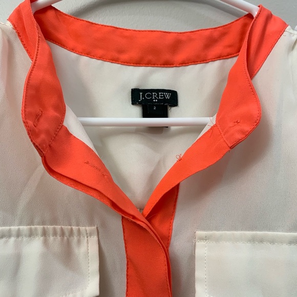 J. Crew Cream & Orange Sleeveless Blouse - Picture 2 of 3
